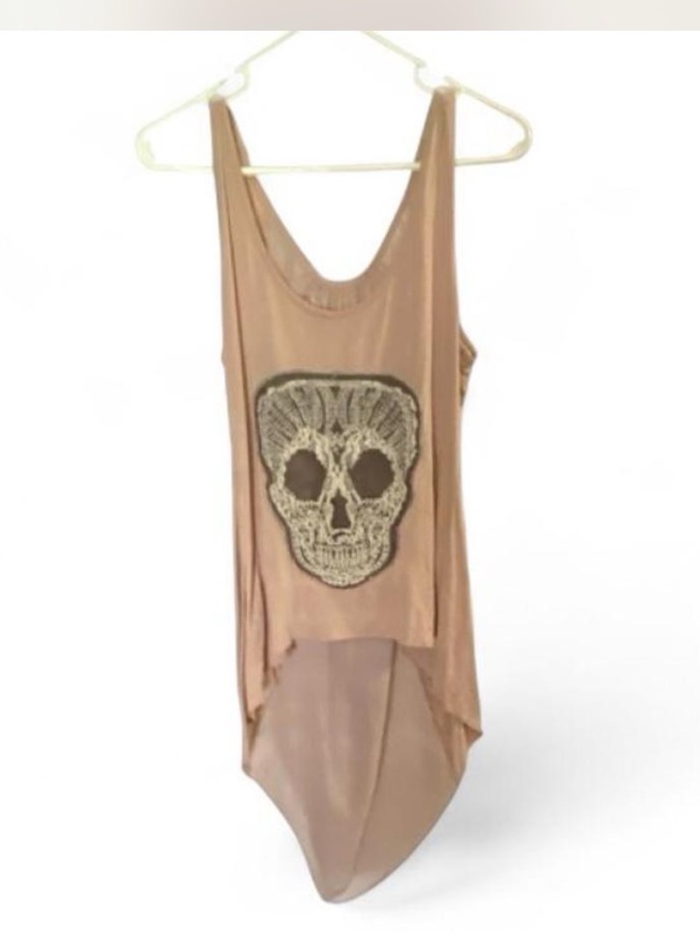 Y2K Beige Skull High-Low Women's Tank Top